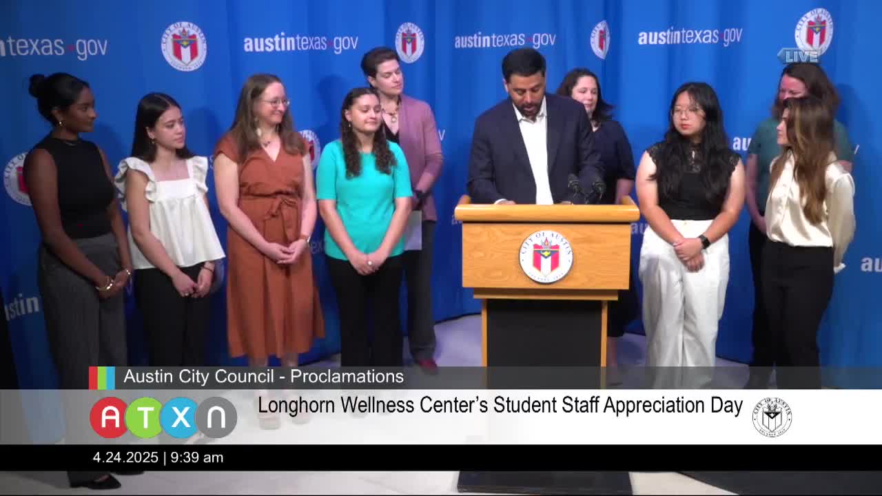 Austin City Council honors Longhorn Wellness Center staff and Bob Kahn for service