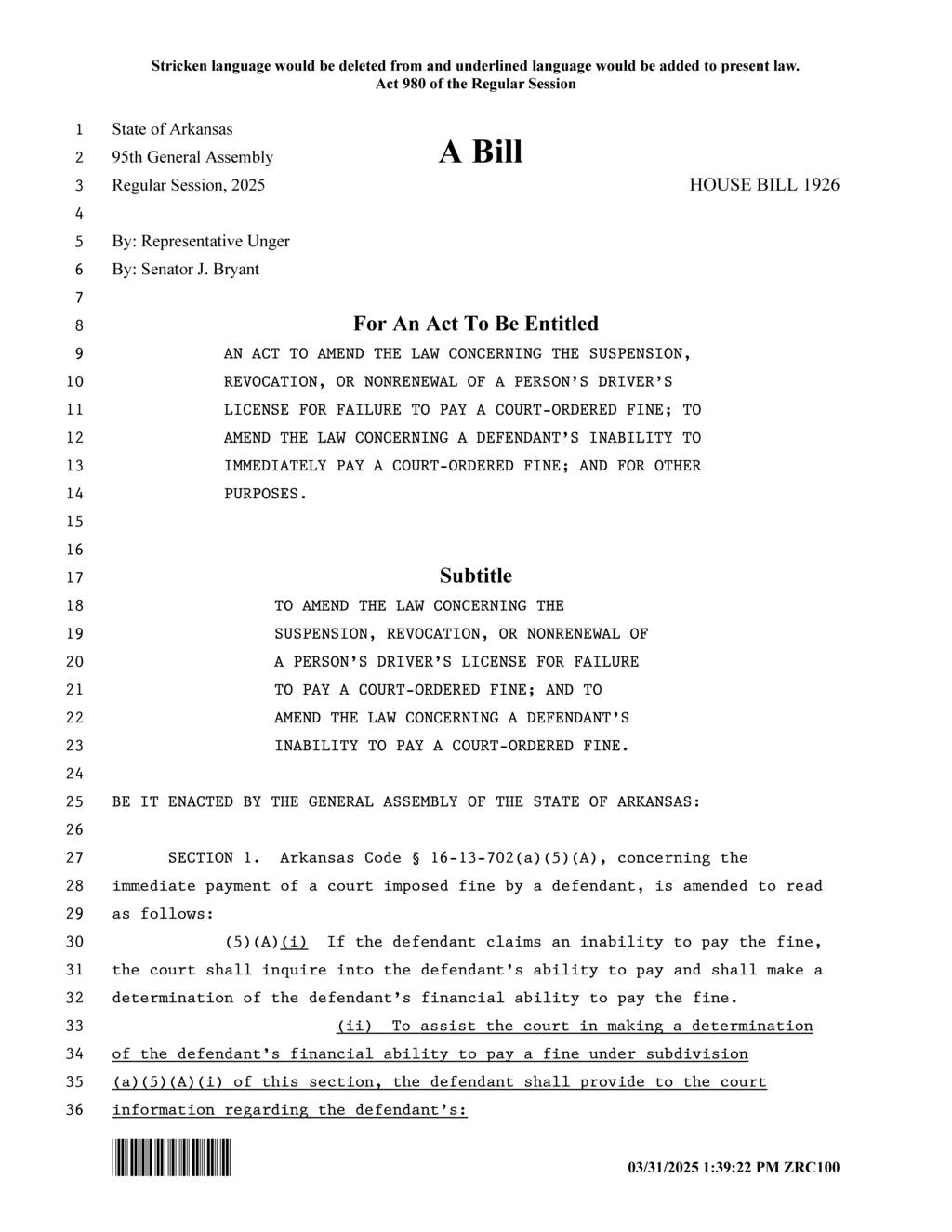 Arkansas lawmakers propose changes to driver's license suspension for unpaid fines