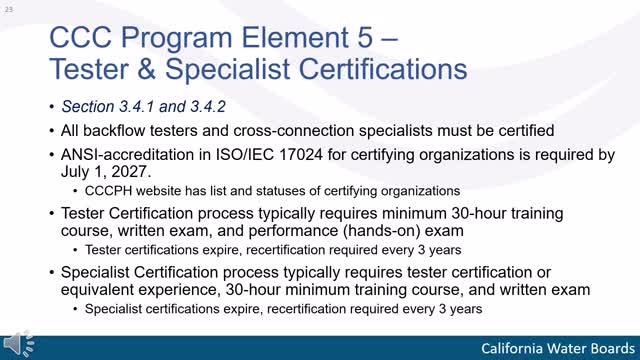 California State Water Board mandates new backflow prevention and certification requirements