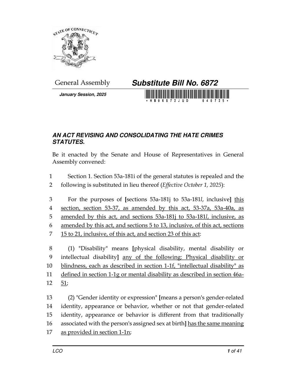 Connecticut enacts hate crime penalties for damaging religious property and threats