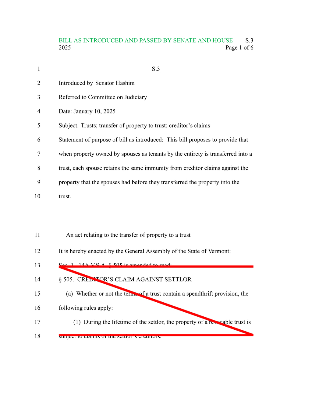 Senate and House pass joint trust property immunity bill for spouses