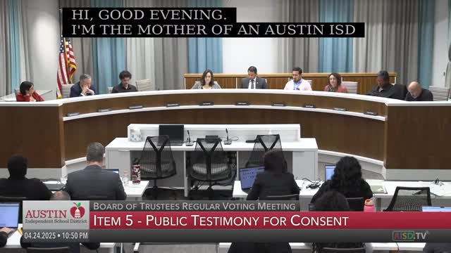 AISD parents oppose item 11.7 amid principal termination and school merger concerns