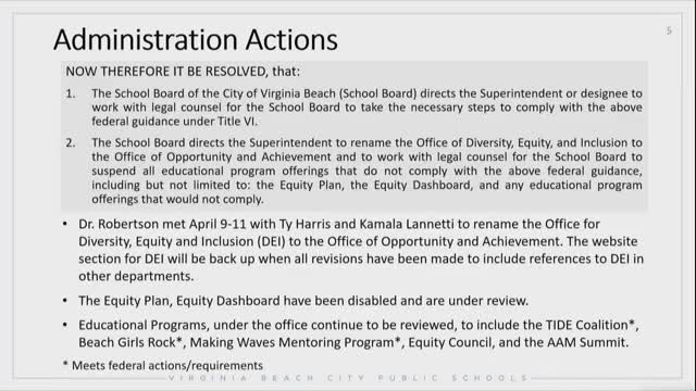 Virginia Beach schools revise DEI strategies amid compliance updates and federal directives