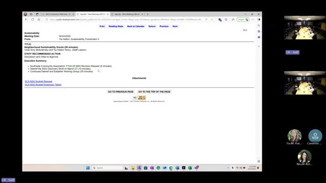 Sustainability commissioners form grant working group, approve small budget revision for Southside group