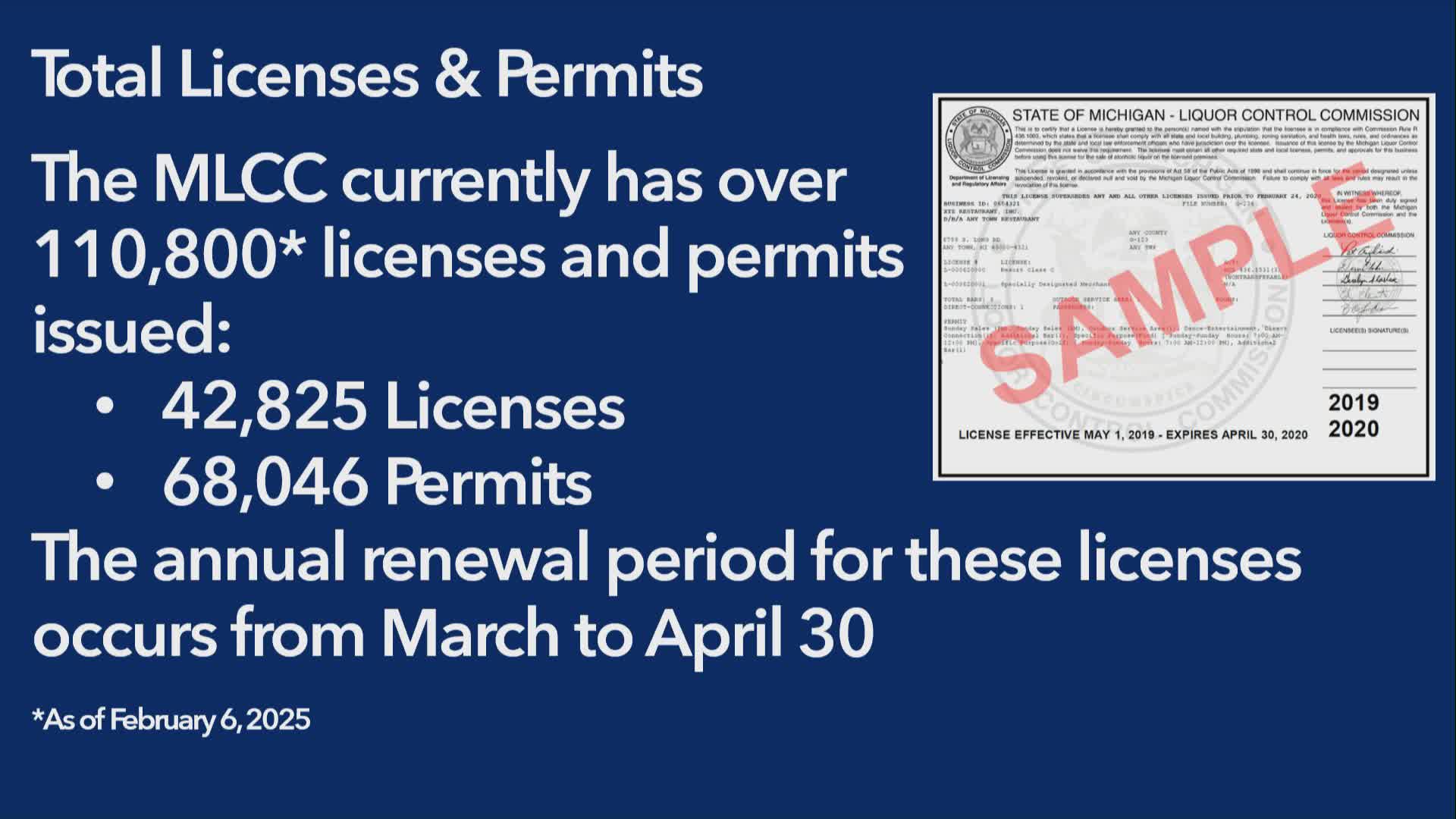 Michigan MLCC reports over 18,000 license renewals amid ongoing permit processing