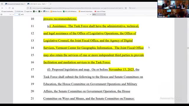 Committee debates task force membership, contractor role and $50,000 appropriation for consolidation work