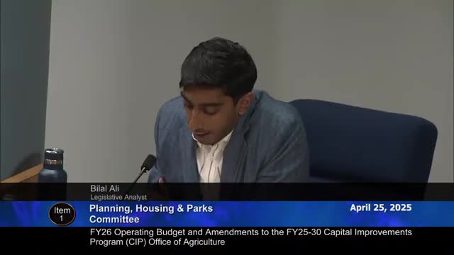 Committee approves County Executive proposal; Office of Agriculture highlights land access and incubator farm plans