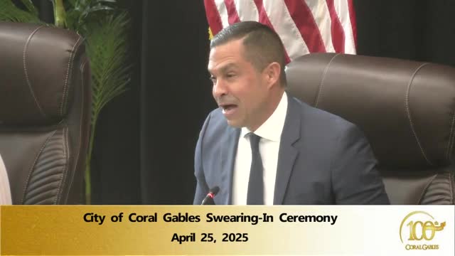 Mayor welcomes Commissioner Latta in Coral Gables swearing-in ceremony