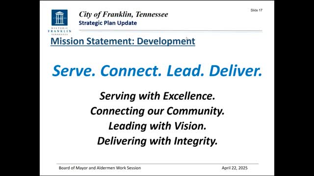 Franklin City Council reviews strategic plan emphasizing community values and future goals