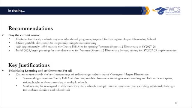 Prince William County Schools address overcrowding concerns at Covington Harper Elementary