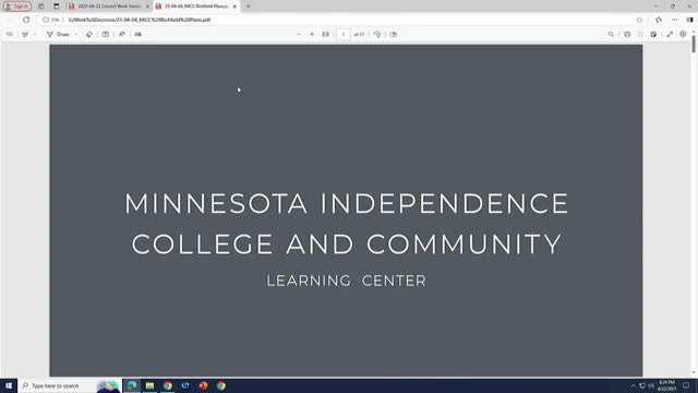 MICC presents two‑story learning center plan for Richfield site; council and planners give preliminary feedback