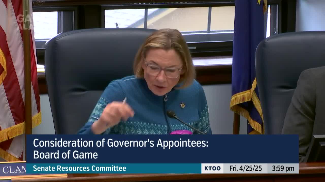 Senator Dunbar questions Barrett on social issues affecting Kodiak deer hunting