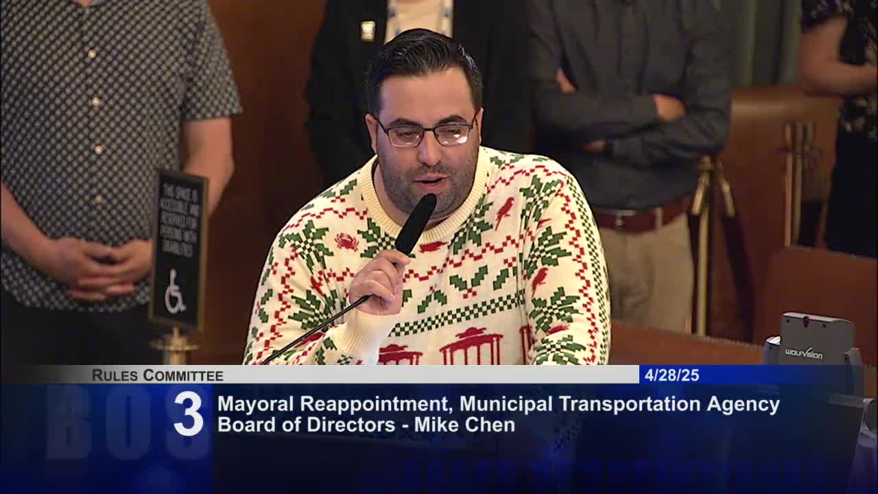 San Francisco officials endorse Mike Chen's renomination for SFMTA board