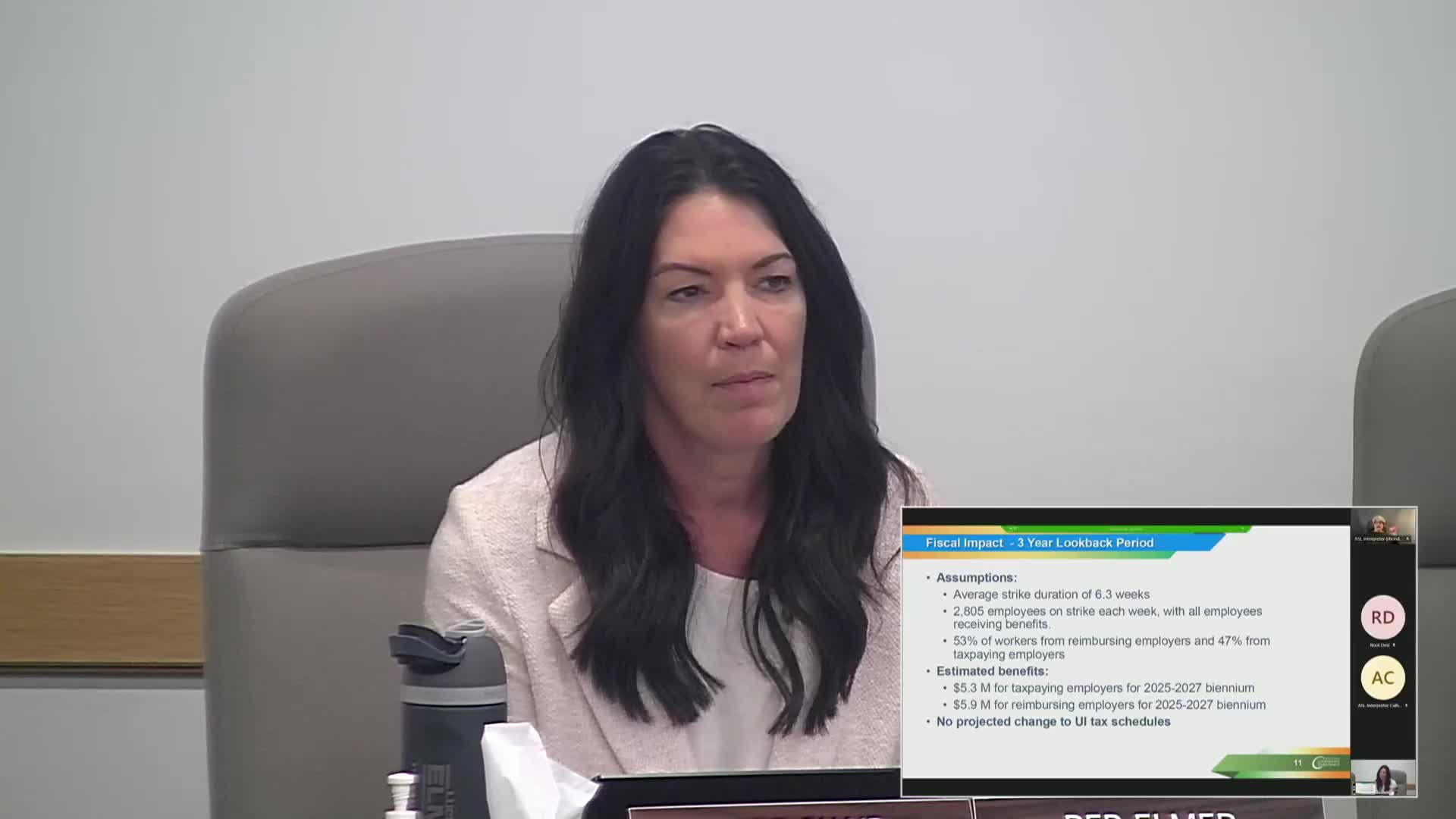 Krayburn and Elmer discuss striking workers' job search obligations ahead of public hearing