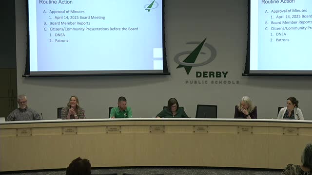 DNEA President O'Brien thanks volunteers during Derby school board meeting