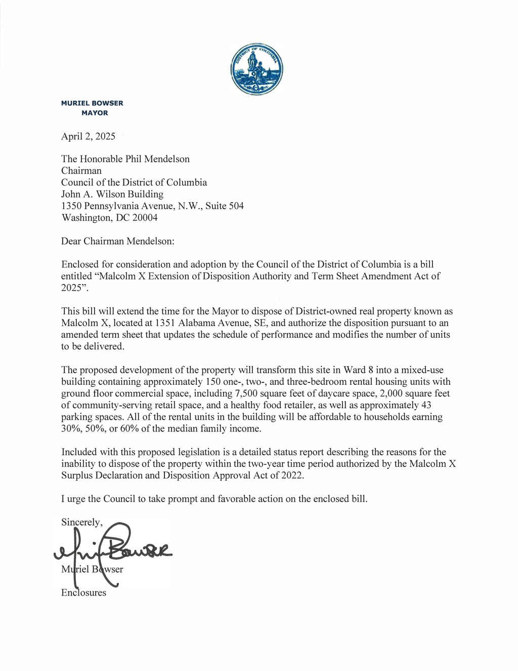 Mayor Bowser submits bill for Malcolm X property redevelopment in Ward 8