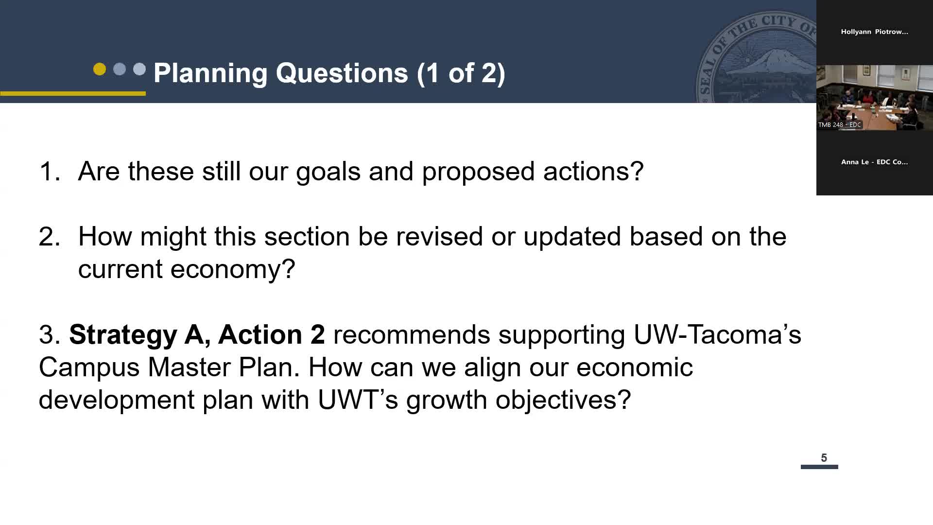 Tacoma Council discusses pivoting commercial development strategy amid shifting market demands