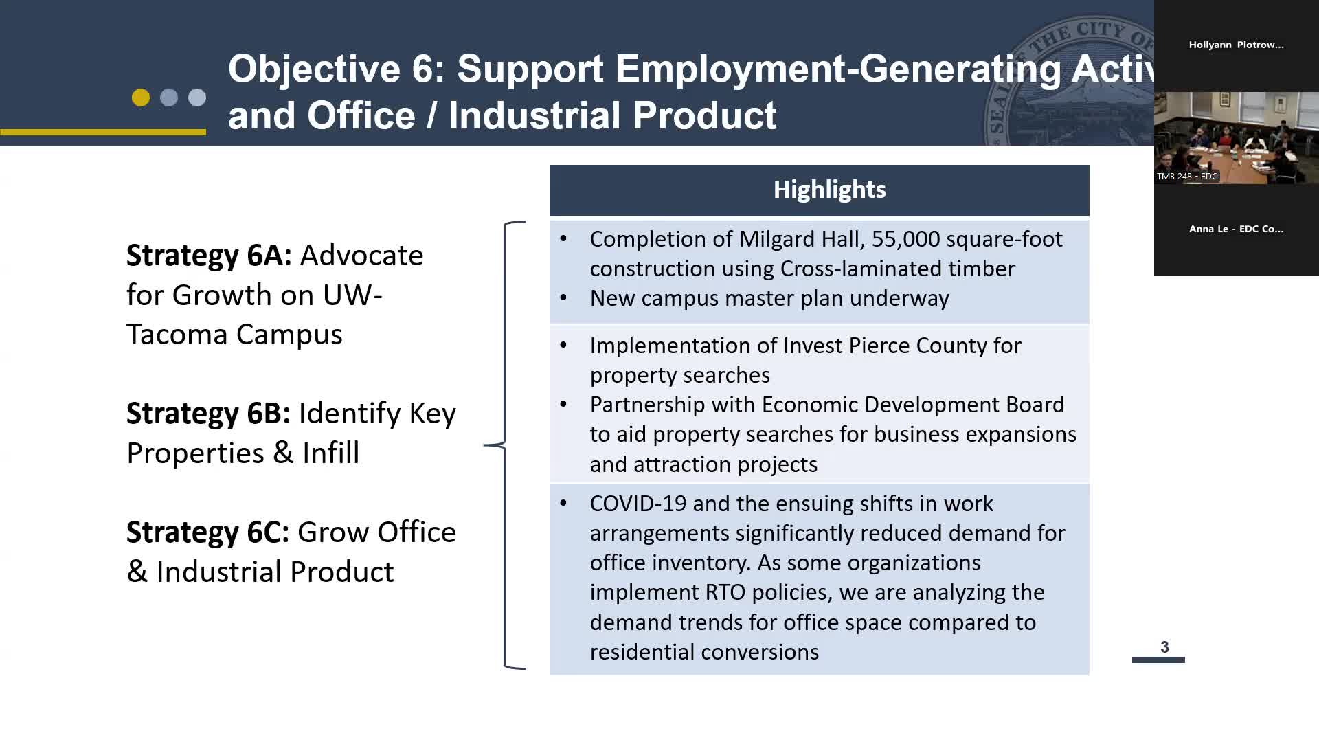 Tacoma explores new economic strategies for office space and cannabis industry growth
