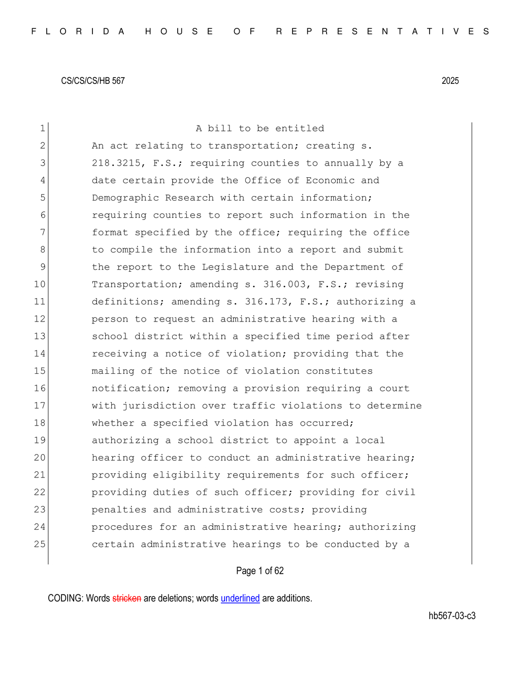 Florida House amends speed limit regulations for business and residential districts