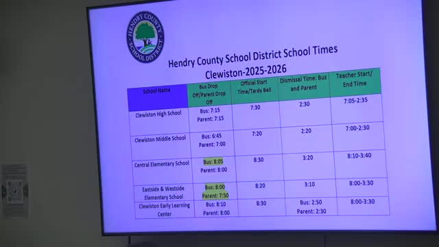 Hendry County Schools outlines calendar changes, state start-time rule and bus-driver shortages; seeks community feedback