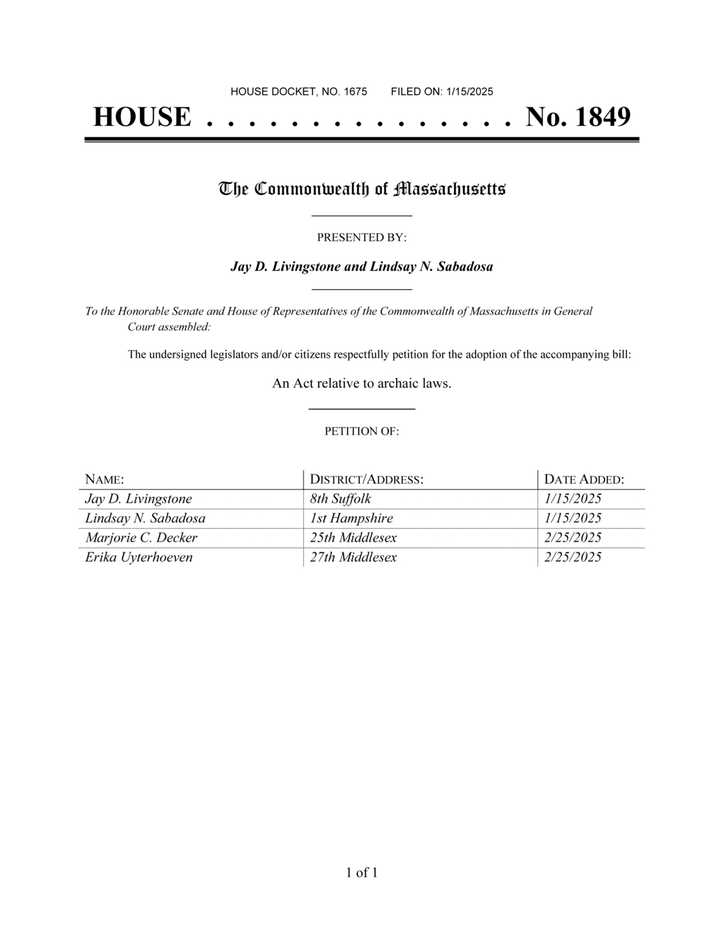 Massachusetts lawmakers propose repeal of archaic laws with new legislation