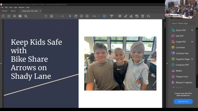 Parent advocates for bike share arrows on Shady Lane for schoolchildren safety