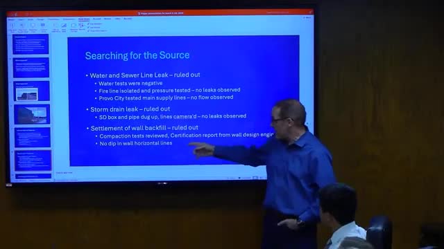 Engineering team reveals water issues affecting wall stability at construction site