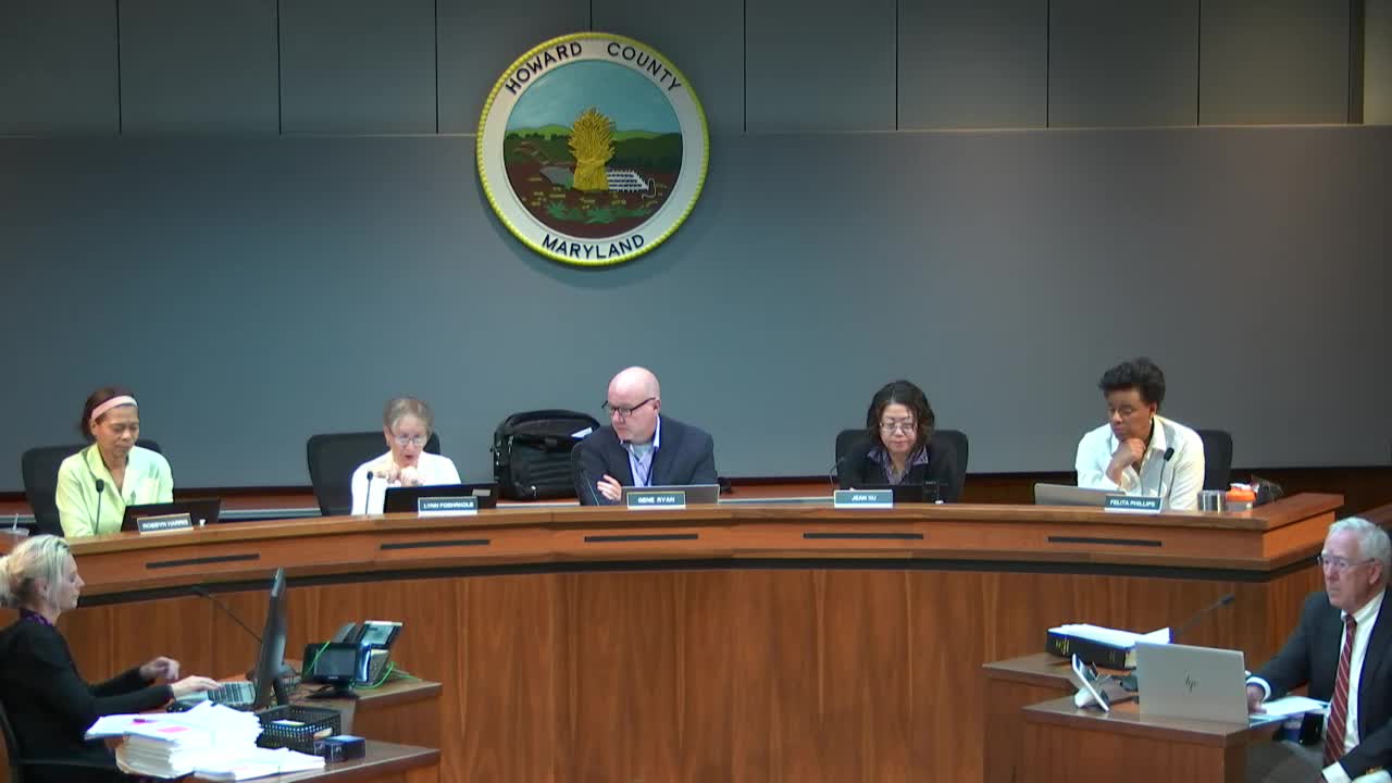 Howard County Board of Appeals agrees to editorial revisions of rules of procedure, prepares prefile for County Council