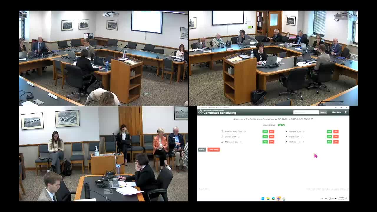 Conference committee pauses on Senate Bill 2004 after counsel flags conflict in enforcement language; FTE proposal remains disputed