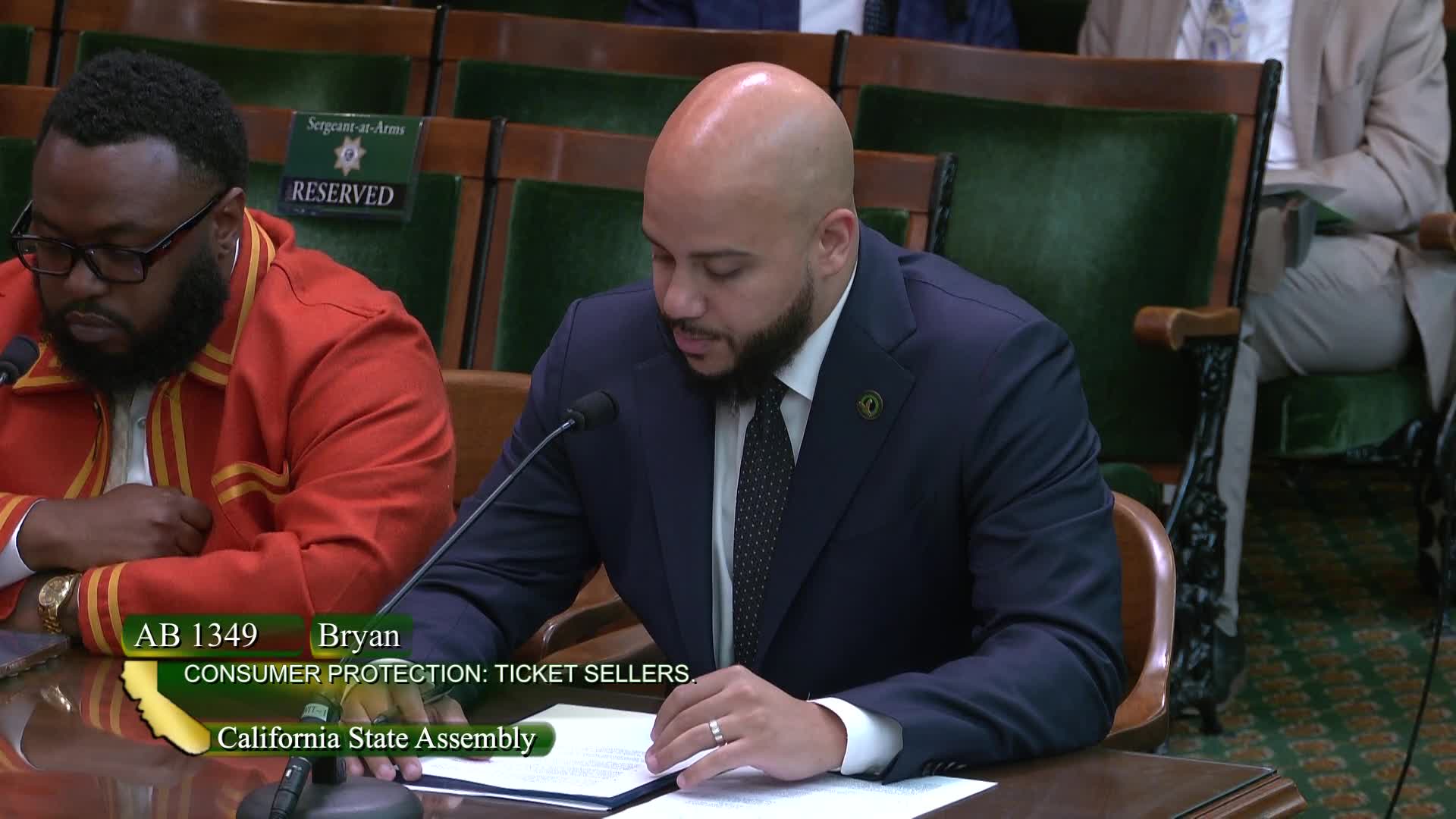 Julie Baker and James Fauntleroy advocate for AB 1349 against ticket reselling practices