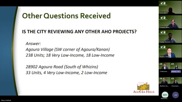 Agoura Hills outlines affordable housing projects and traffic impacts on Canaan Road