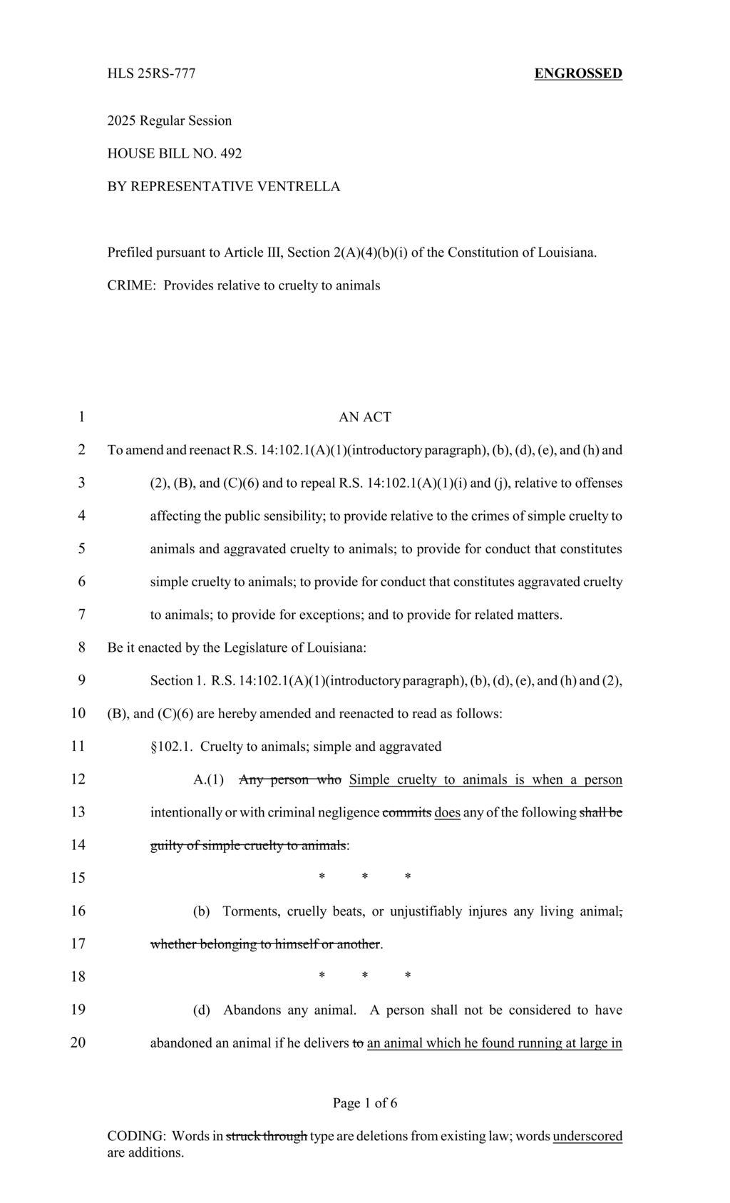 Louisiana Legislature enacts stricter laws against animal cruelty