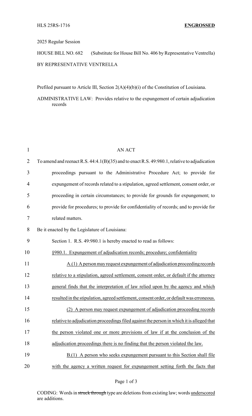 Louisiana Legislature approves expungement process for adjudication records under HB 682