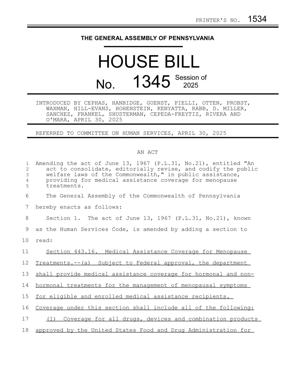 Pennsylvania House Bill 1345 expands medical coverage for menopause treatments