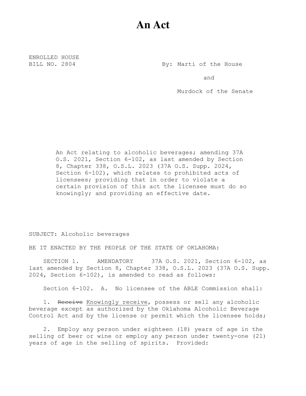 Oklahoma ABLE Commission enforces strict regulations on alcohol sales and service