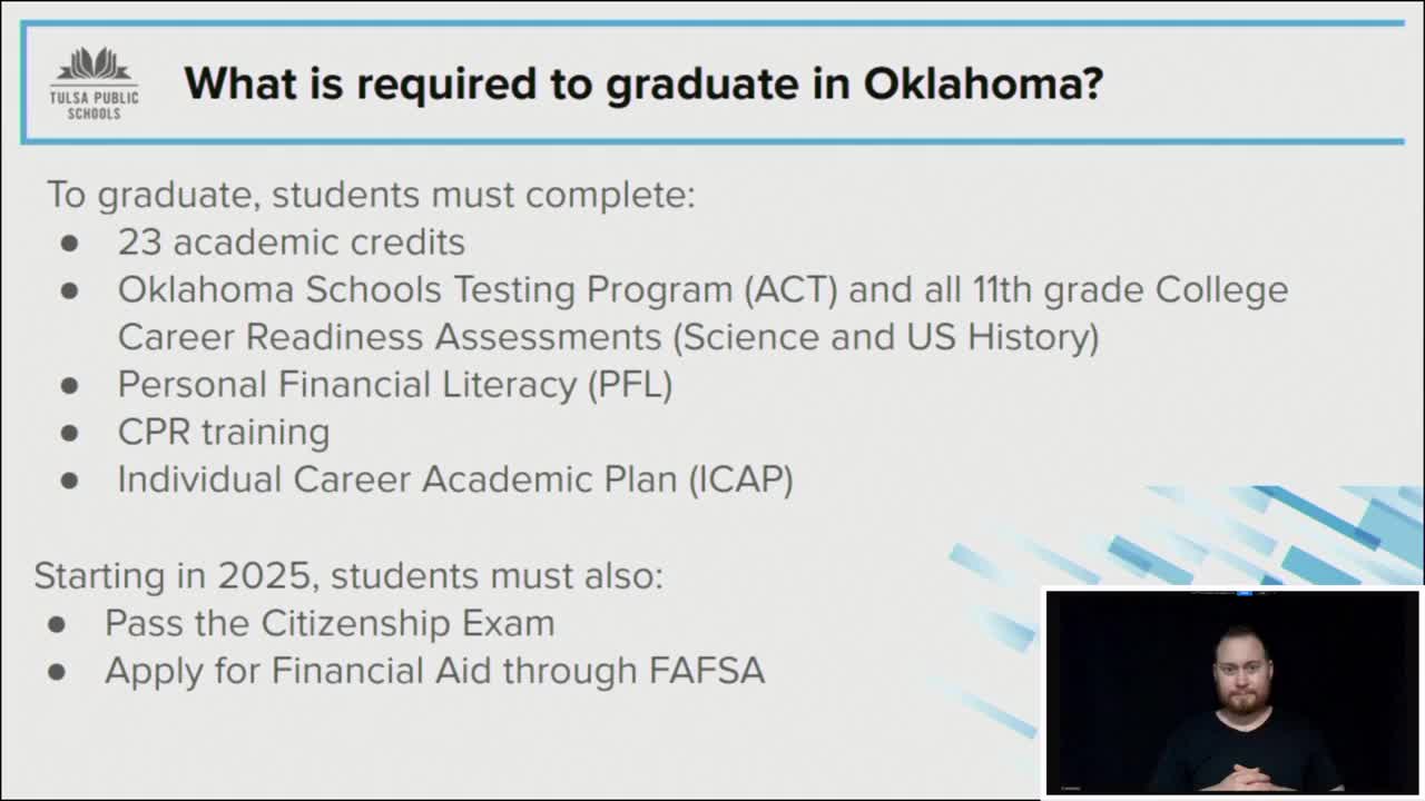 Tulsa Public Schools reviews Oklahoma high school graduation requirements and curriculum tracks