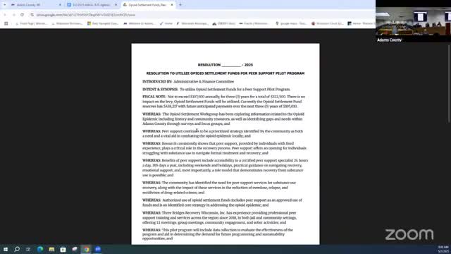 Adams County committee OKs forwarding resolution to pilot peer support program using opioid settlement funds