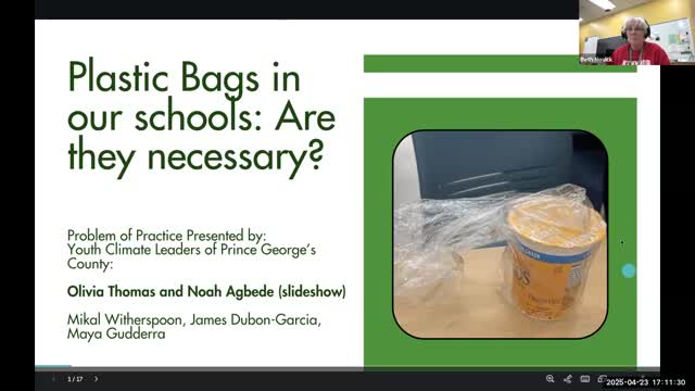 Youth climate leaders address plastic bag use in Prince George's County schools
