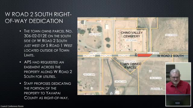 Town Council approves road dedication to Yavapai County for future development