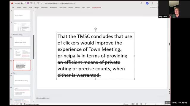 Town Meeting Study Committee approves clicker voting recommendation