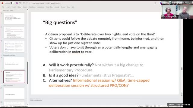 Town Meeting Committee explores citizen assemblies for improved public participation