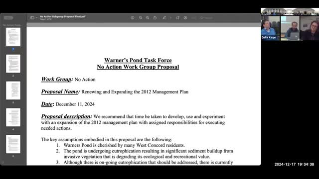 Task force authorizes new cost estimates for Warner's Pond dredging amid PFAS, disposal questions