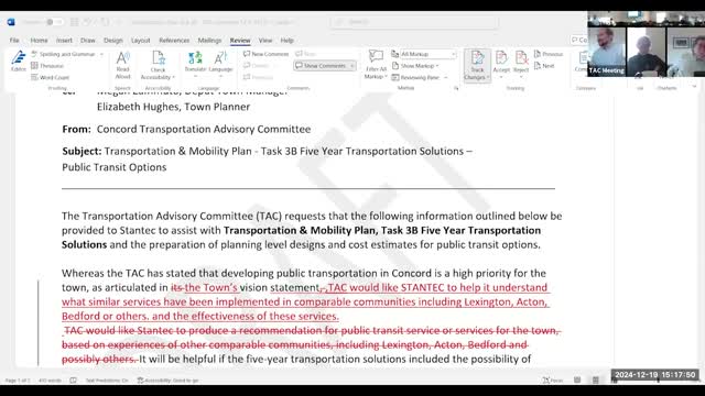 Concord advisory committee approves request for Stantec study of public‑transit options