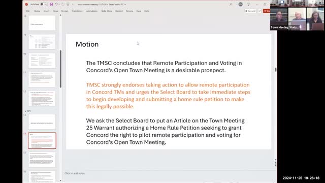 Concord leaders advocate for statewide change in town meeting participation laws