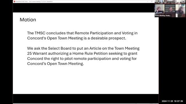 Concord officials push for remote participation in town meetings