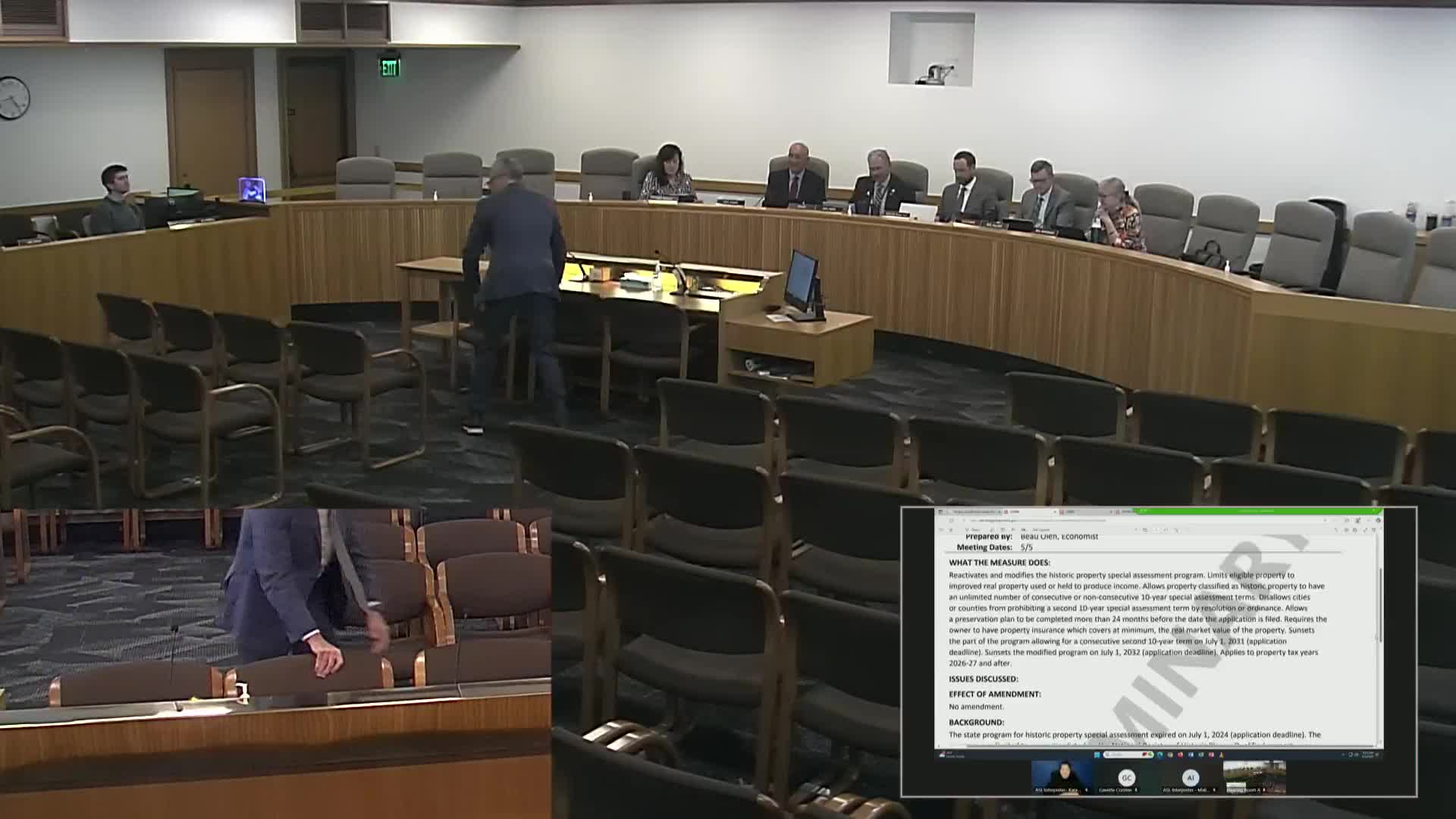 Committee reopens hearings on three property‑tax exemption sunset extensions; work session likely for vertical housing credit