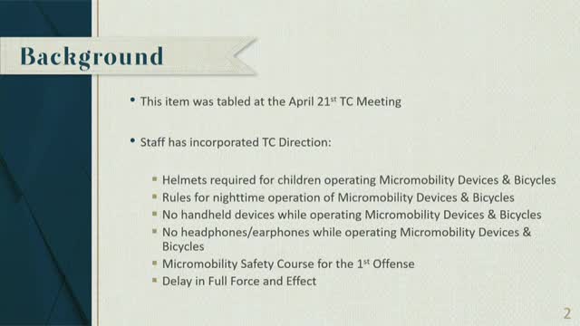 Town Council mandates helmet use for children on bicycles and micro mobility devices