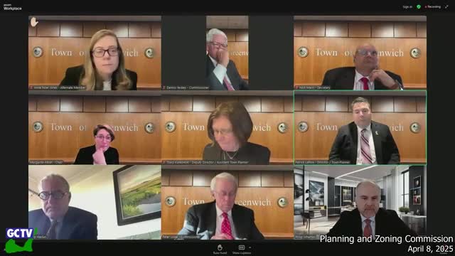 Interim director Rebecca Gillan presents Bruce Museum landscaping plan to town planners