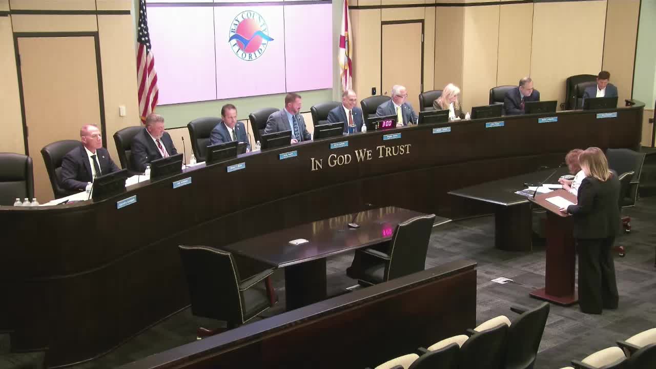 Bay County amends animal‑control code; board shortens continuous‑barking standard to 20 minutes