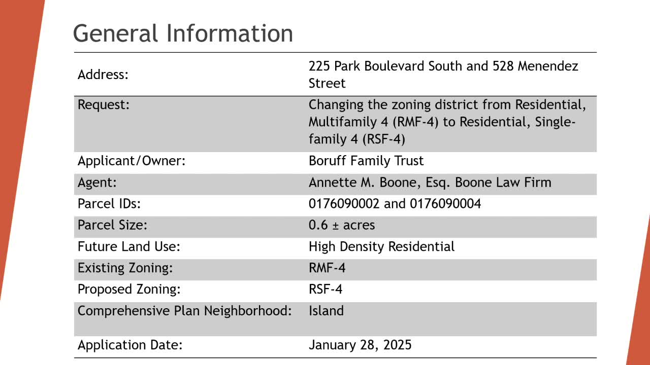 Agent Annette Boone seeks zoning change for Park Boulevard and Menendez Street properties
